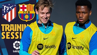 آخرین تمرین بارسلونا قبل از بازی با اتلتیکو مادرید