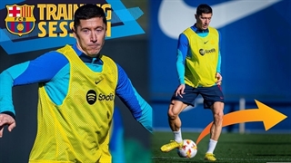 تمرین دوشنبه بارسلونا; گل نامعقول لواندوفسکی!