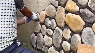 روش نصب قلوه سنگ در نما، با استفاده از چسب کاشی و سرامیک زیمابان