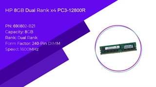 رم سرور اچ پی HP 8GB Dual Rank x4 PC3-12800R با پارت نامبر 690802-B21