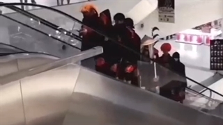 گروه آکاتسوکی در واقعیت . در پله برقی