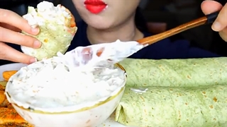 ASMR CREAMY ONION DIP, RICE WRAPS, FRENCH FRIES, SPICY CHICKEN TENDERS, GRAPE JUICE | MAKAN 咀嚼音 먹방