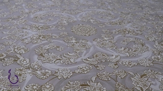 فرش 1200 شانه - طرح جازمین گل برجسته رنگ نقره ای تراکم 3600