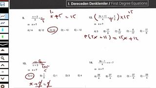 ریاضی یک گالاتا یوس ترکیه | فصل 2 معادلات درجه یک  | حل سوالات 9 تا 16