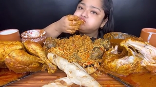 CHICKEN KALEJI BIRYANI | 2 SPICY WHOLE CHICKEN CURRY | LACCHA PARATHA | RAITA AND LASSI |EATING SHOW