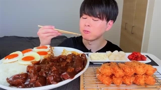 ASMR 牛すじブラックカレー Beef Curry EATING SOUNDS | 咀嚼音 | MUKBANG | 먹방