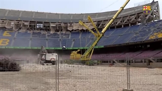 جدیدترین فیلم از تخریب استادیوم نیوکمپ بارسلونا