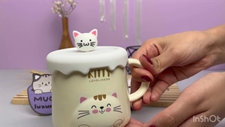 ماگ سرامیکی درب سیلیکونی دخترونه طرح گربه