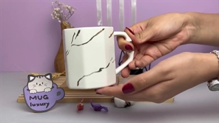 ماگ سرامیکی با زیره چوبی مرمری و فانتزی