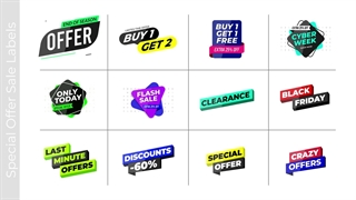 پروژه پریمیر پک لیبل و تگ های آفر ویژه و تخفیف ها Special Offer Sale Labels