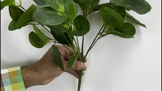 بوته مصنوعی قاشقی ۴۰ سانتی‌متری | سبز تیره و روشن 